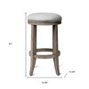 HomeRoots 26" Gray and Cool Gray Fabric and Solid Wood Backless Counter Height Swivel Bar Chair - 3 of 4
