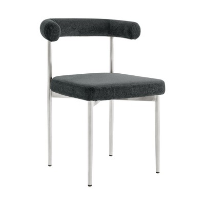 HomeRoots Set of Two Gray And Silver Upholstered Polyester Open Back Dining Side Chairs