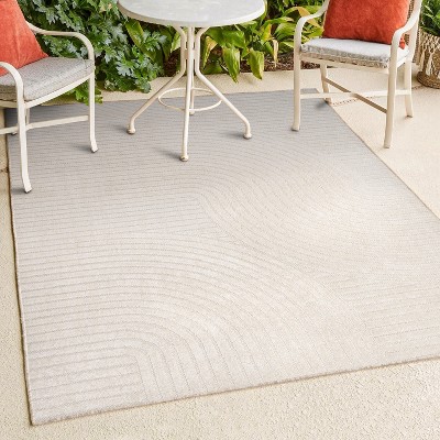 Scandinavian Ivory Geometric 35"x60" Synthetic Area Rug