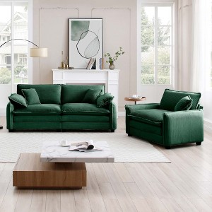 2-Piece Corduroy Sofa Set with 1-Seater and 3-Seater, Cloud-Like Comfort, Flexible Combination - 1 of 4