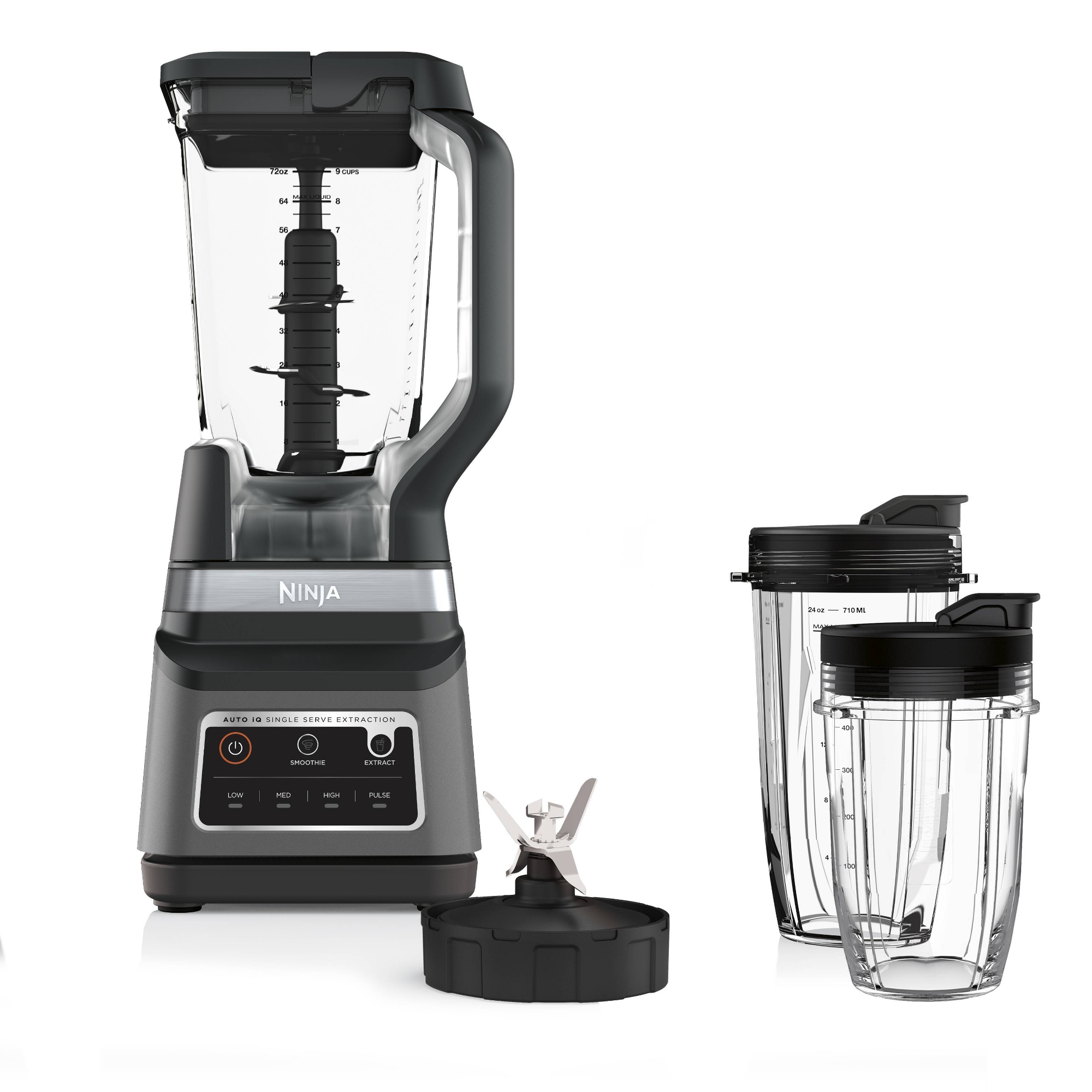 Ninja Professional Plus Blender DUO with Auto-iQ BN753TGT: 1200W Smoothie Blender, 72oz Pitcher, Ice Crushing, Silver