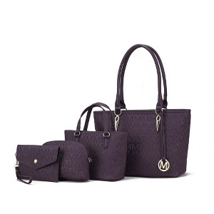 MKF Collection Edelyn Embossed M Signature Vegan Leather Women’s Tote Bag by Mia K – 4 Pcs set - 1 of 1