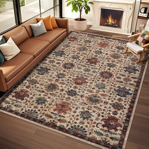 Rugs for Living Room Washable, Soft Vintage Large Bedroom Rug Boho Low Pile Non-Slip Area Rugs Farmhouse Indoor Floor Carpet for Bedroom - 1 of 4