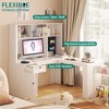 L-Shaped Home Office Desk with USB Charger, Drawers & Bookshelf ¨C Modern Corner Gaming & Study Table - 3 of 4