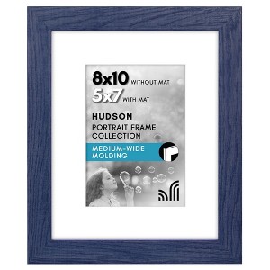 Americanflat 8x10 Picture Frame with Shatter-Resistant Glass - Fits 5x7 Photos with Mat or 8x10 Without Mat - Hudson Collection - Distressed Blue - 1 of 4