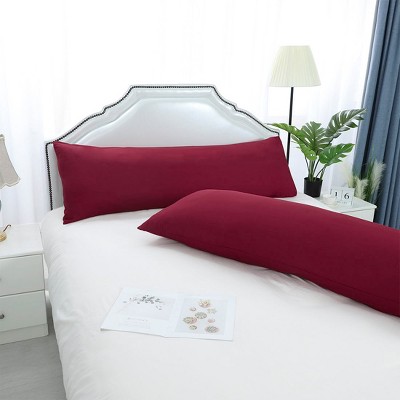 2 Pcs 20"x72" 1800 Series Soft Brushed Microfiber Pillow Cover Wine - PiccoCasa