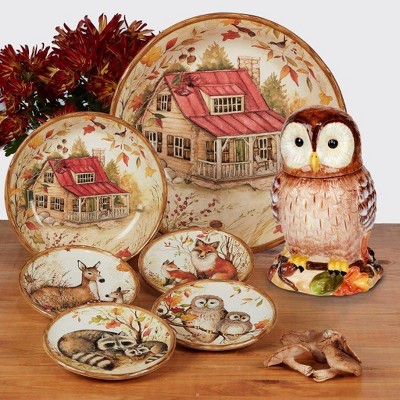 Set of 4 Rustic Pine Forest Ceramic Soup Bowls