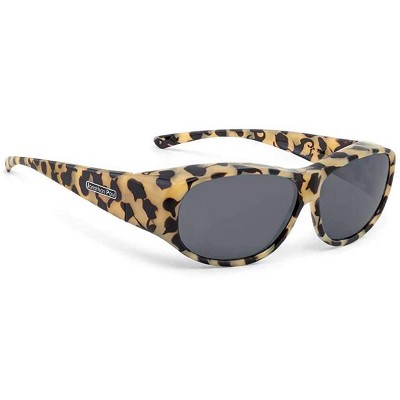 Jonathan Paul Sunni Medium Designer Fitovers Sunglasses in Cheetah Print/Polarized Polarvue Gray - Frame(Width:133mm/Height:40mm)