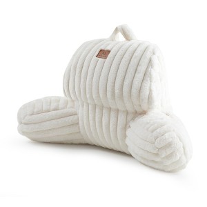 Amelie Home Faux Fur Backrest Reading Pillow with Pockets - 1 of 4