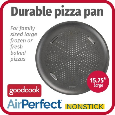 GoodCook 15.75 Large Nonstick Carbon Steel Ready Air Perfect Pizza Pan Gray: Round Oven Tray, Dishwasher-Safe