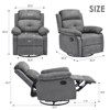 Kumasinova Modern Small Rocker Swivel Recliner Sofa,30°Rocking Chair with Pillow-Top Arm,90-150°Recline for Small Spaces,Bedroom,Living Room - 3 of 4