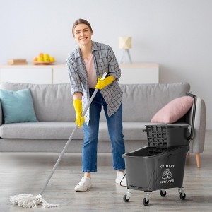 CIPACHO Mop Bucket with Wringer on Wheels for Floor Cleaning 38 Quart Down Press Wringer with Handle Black - 1 of 4