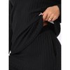 cheibear Women's Ribbed Knit V Neck Long Sleeve with Pants Casual Pajamas Sets - 4 of 4
