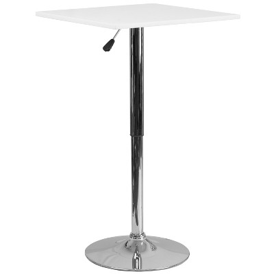 Emma and Oliver 23.75" Square 33" - 40.5" Adjustable Height White Wood Table