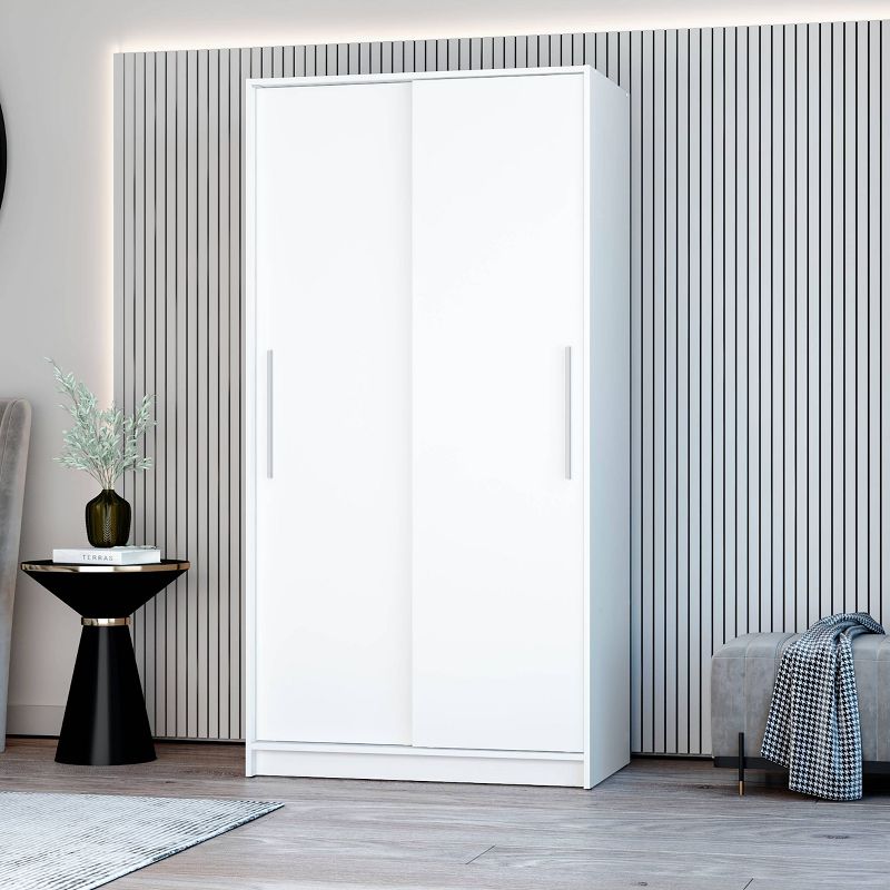 Denmark 2 Sliding Doors Clothing Armoire White - Polifurniture, 1 of 10