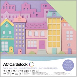 American Crafts Variety Cardstock Pack 12"X12" 60/Pkg-Pastels - 1 of 2
