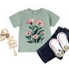 The Juniper Shop Pink Daisies Watercolor Toddler Short Sleeve Tee - 5T - Seafoam - 3 of 4