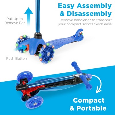 Blue Kids Mini Kick Scooter with Light-Up Wheels