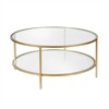 Round Metal Base Coffee Table in Brass with Glass Top - Henn&Hart - 3 of 4