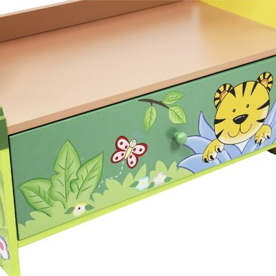 Sunny Safari Jungle Themed Kids Wooden Bookshelf with Drawer