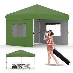 10'x10' Pop-Up Canopy Tent with 3 Sidewalls – Waterproof & UV Resistant Outdoor Gazebo, Easy-Up Sun Shade Shelter for Parties, Events, Black - 1 of 4