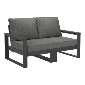 WestinTrends Montara Outdoor HDPE All-Weather Modern Patio Loveseat with Waterproof Cushions - 1 of 4