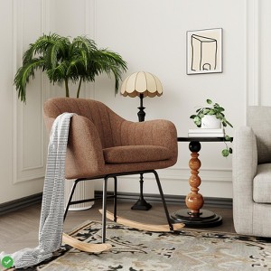 Rocking Chair Nursery Teddy Baby Nursery Rocking Chairs Glider Chair with Armrests & Upholstered Pad - 1 of 4