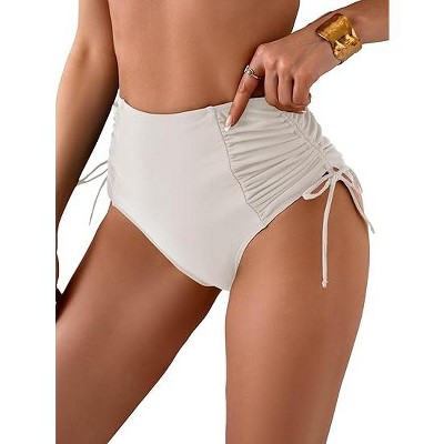 Eomenie Women's High Waisted Swimsuit Bottom Tummy Control Ruched Bikini Bottoms Side Tie Bathing Suit Swim Bottom
