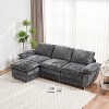 TiramisuBest Modern Deep 3-Seat Sofa Couch with Ottoman, Modular Sectional Sofa with Storage, Sideboard Buffet Style Design for Living Room - 2 of 4
