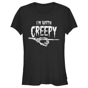 Juniors Womens Lost Gods Halloween I'm With Creepy T-Shirt - 1 of 4