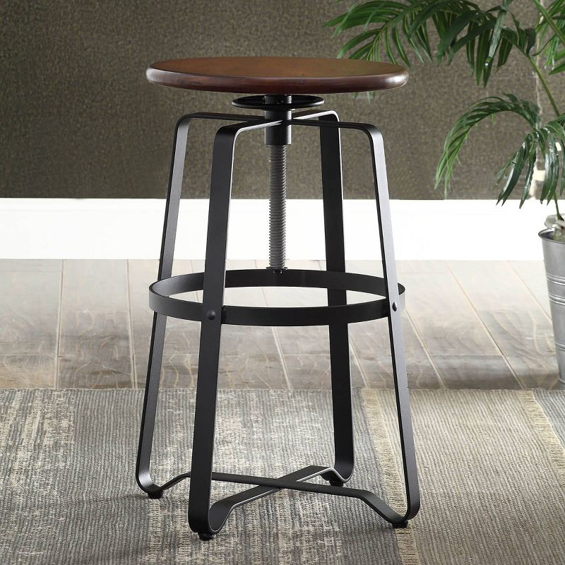 Smythson Adjustable Counter Height Barstool Chestnut/Black - Carolina Chair &#38; Table, 4 of 5