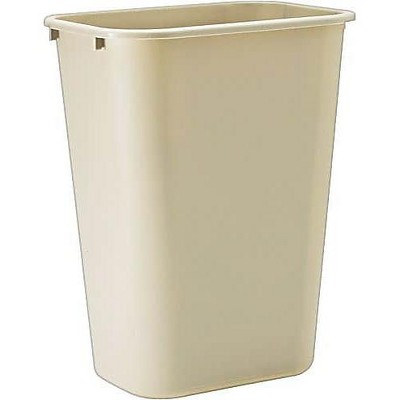 Beige Rectangular Plastic Office Wastebasket 10.25 Gallon