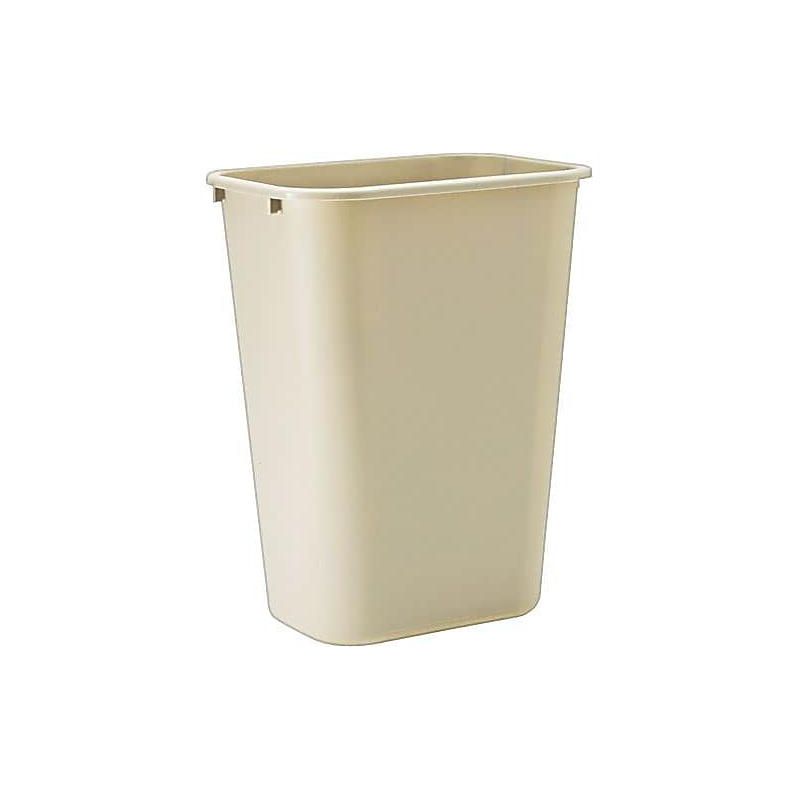 Rubbermaid Commercial Deskside Plastic Wastebasket Rectangular 10 1/4 gal Beige 295700BG, 2 of 3
