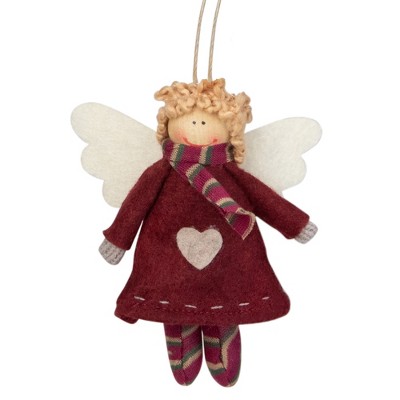 NORTHLIGHT 4.25" Hannah the Holiday Angel Christmas Ornament - Red/White