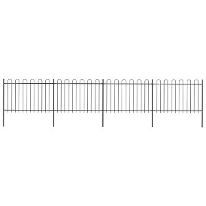 vidaXL Garden Fence with Hoop Top Steel 22.3' Black - 1 of 4