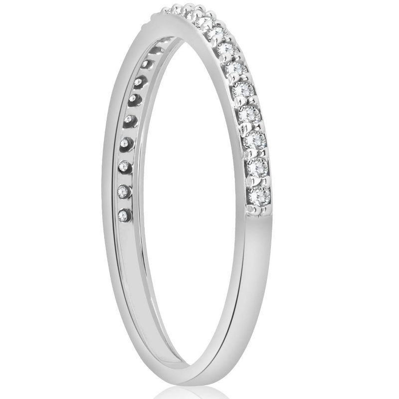 Pompeii3 1/8ct Stackable Womens Diamond Wedding Ring 10k White Gold, 3 of 6