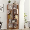 Okak 6 Tier Freestanding L-Shaped Bookshelf Corner Organizer,Wooden Display Bookcase with Anti-Tip Device for Home Office,Study - 4 of 4