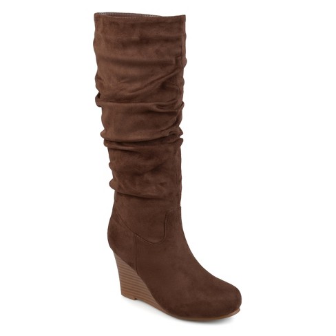 Journee Collection Womens Haze Wedge Knee High Boots, Brown 8 : Target