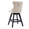 PAGED Bar Stools Set of 2 Modern Swivel Velvet Barstools with Button Tufted Back and Wooden Legs for Bar, Kitchen - 2 of 4