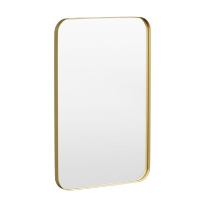 Tempered Glass Rounded Rectangle Framed Wall-Mounted Bathroom Vanity Mirror