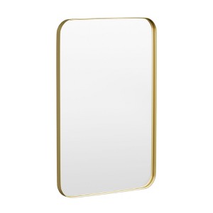 Tempered Glass Rounded Rectangle Framed Wall-Mounted Bathroom Vanity Mirror - 1 of 1