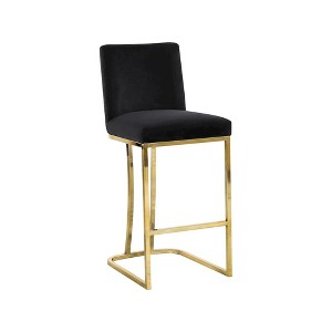 Meridian Furniture,Heidi Black Velvet Stool - 1 of 4