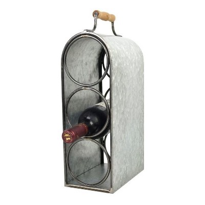 3-Bottle Wine Rack with Handle Tin Finish 15.5" - Drew DeRose