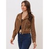 Allegra K Women's Notched Lapel Zip Up Long Sleeve Motorcycle Corduroy Jacket - 3 of 4