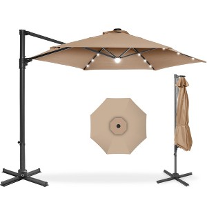Best Choice Products 10ft 360° Rotating Cantilever Easy Auto Open Patio Umbrella w/ Solar LED Lights - 1 of 4