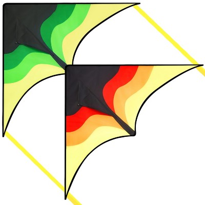 Joyfy 2 Pack Large Gradient Delta Kite - Easy to Fly Giant Beach Kites with 328ft String for Kids and Adults, Ideal for Beach Activities & Outdoor Fun