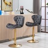 Velvet Bar Stools Set of 2 with Adjustable Height, 360¡ã Swivel, Chrome Footrest, and Metal Legs for Kitchen, Dining, or Bar - 2 of 4