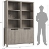 Tall Bookshelf w/Doors & Adjustable Shelf,5-Tier Double Wide Bookcase with Cabinet and Double Storage - 3 of 4