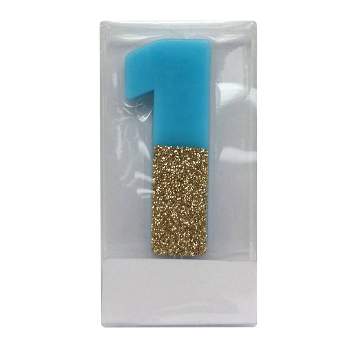 Number 1 Glitter Candle Blue/Gold - Spritz™
