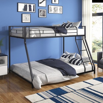 Twin Over Full Bunk Bed, House Bunk Bed With Ladder, Safety Guardrail No Box Spring Needed Heavy-duty Metal Bunk Bed For Kids, Teens, Girls, Boys